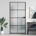 vidaXL Drzwi wewnętrzne, czarne, 102,5x201,5 cm, szkło i aluminium
