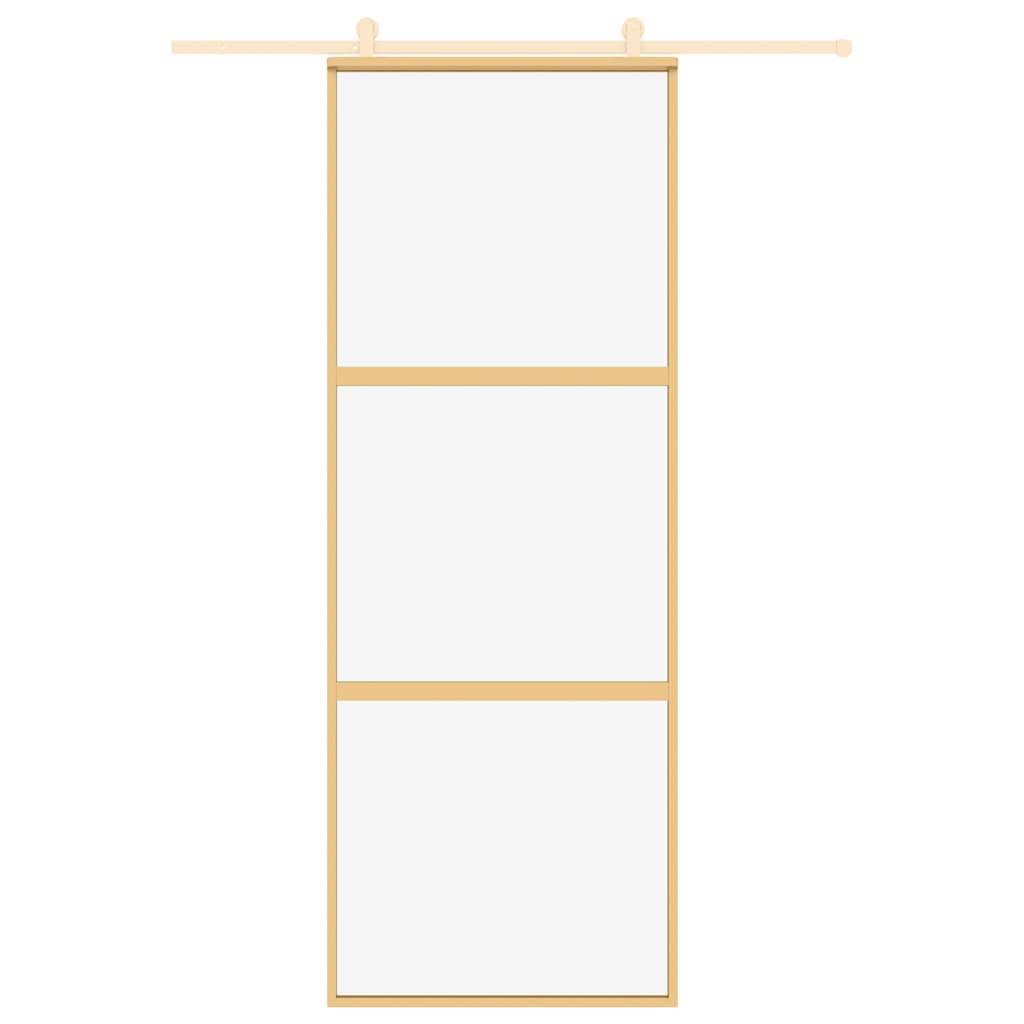 vidaXL Drzwi przesuwne, złote, 76x205 cm, przezroczyste szkło ESG