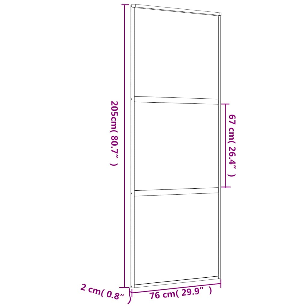 vidaXL Drzwi przesuwne, złote, 76x205 cm, przezroczyste szkło ESG
