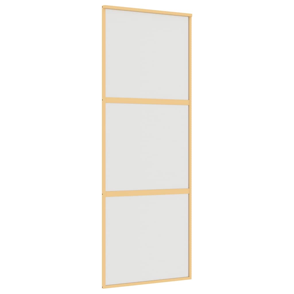 vidaXL Drzwi przesuwne, złote, 76x205 cm, mrożone szkło ESG, aluminium