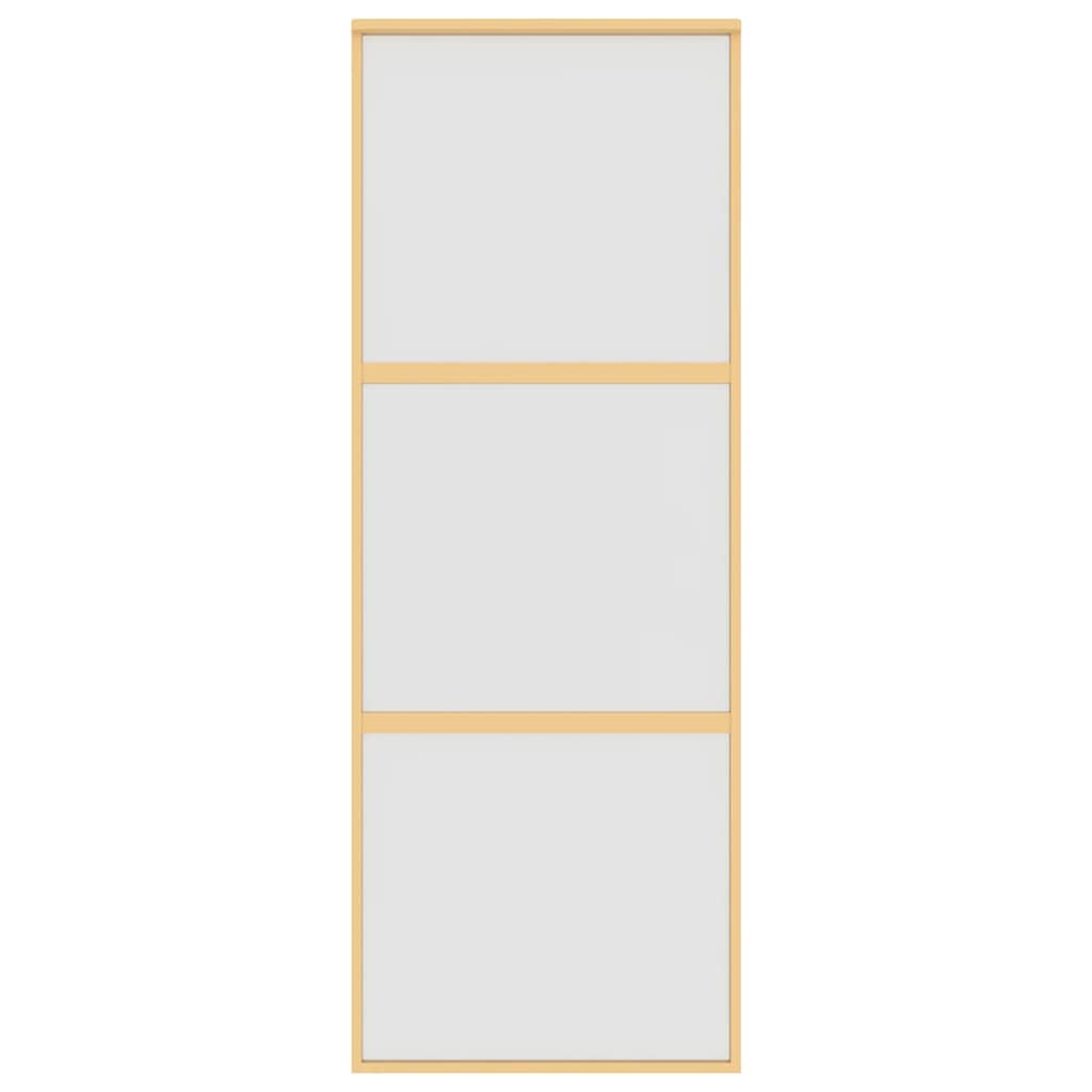 vidaXL Drzwi przesuwne, złote, 76x205 cm, mrożone szkło ESG, aluminium