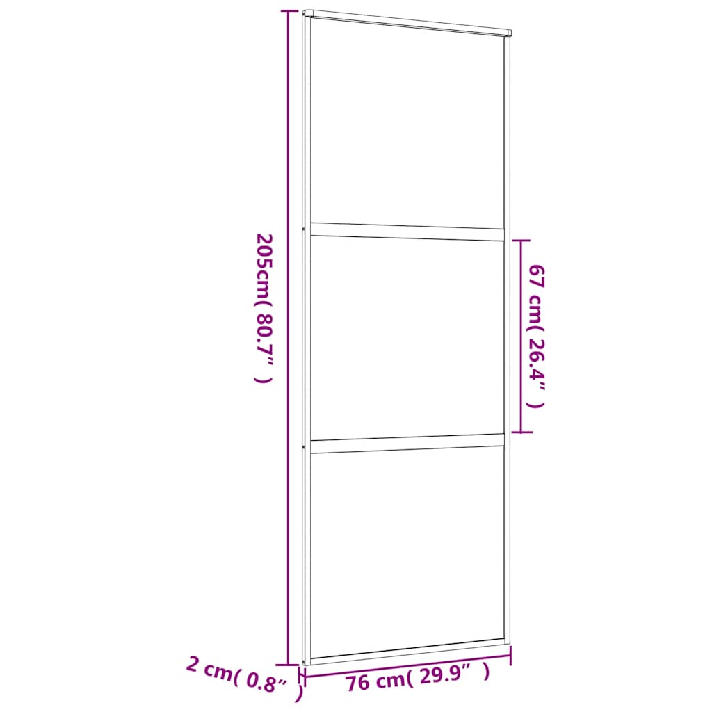 vidaXL Drzwi przesuwne, złote, 76x205 cm, mrożone szkło ESG, aluminium