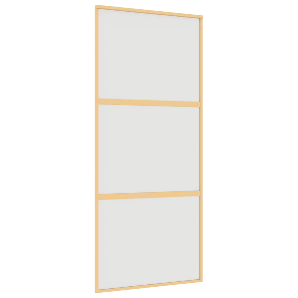 vidaXL Drzwi przesuwne, złote, 90x205 cm, mrożone szkło ESG, aluminium