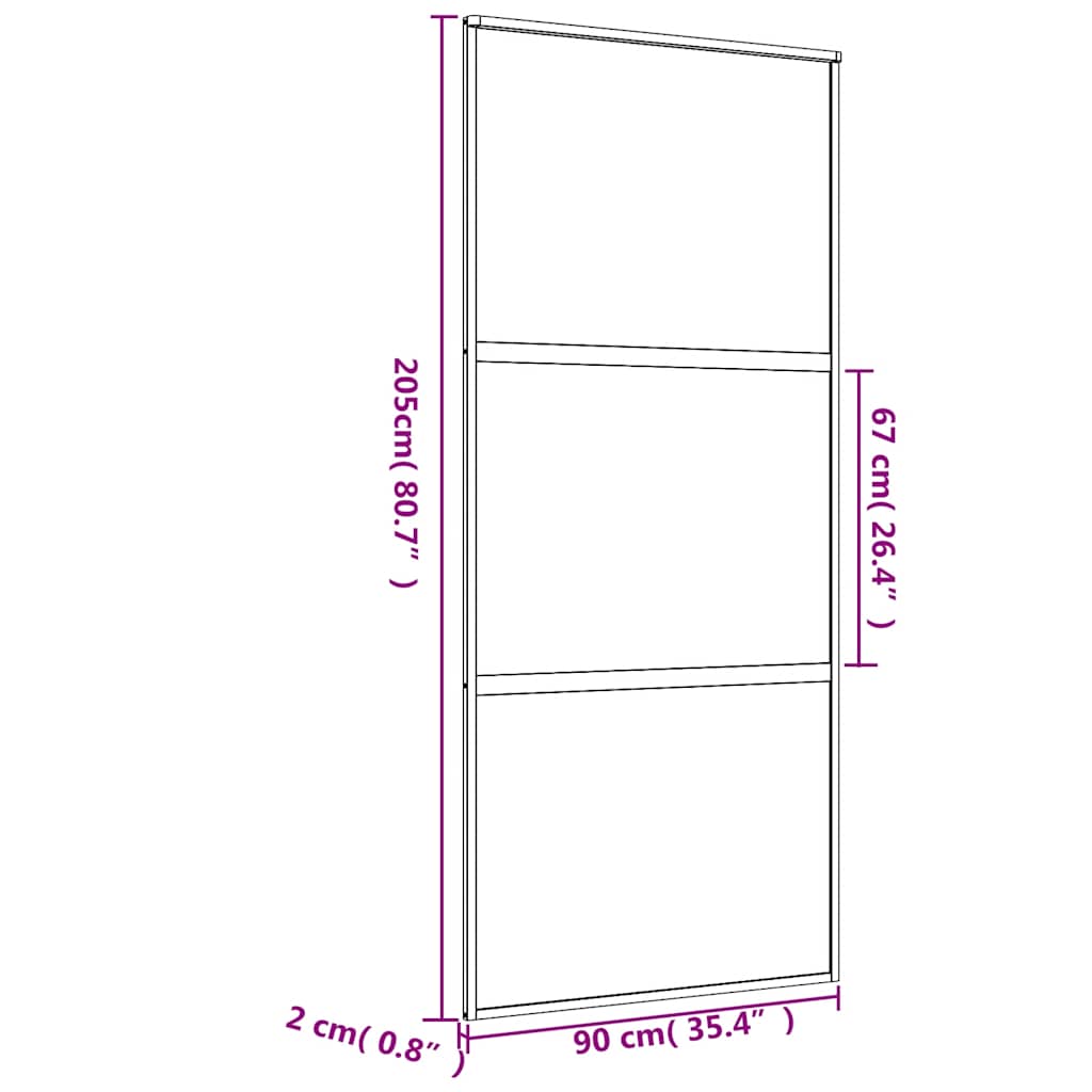 vidaXL Drzwi przesuwne, złote, 90x205 cm, mrożone szkło ESG, aluminium