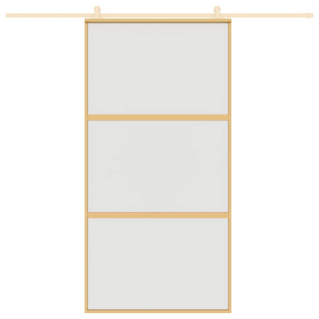 vidaXL Drzwi przesuwne, złote, 102,5x205 cm, mrożone szkło ESG