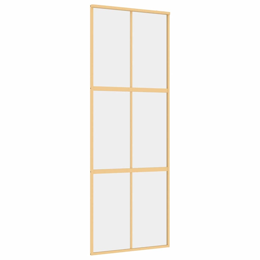vidaXL Drzwi przesuwne, złote, 76x205 cm, przezroczyste szkło ESG