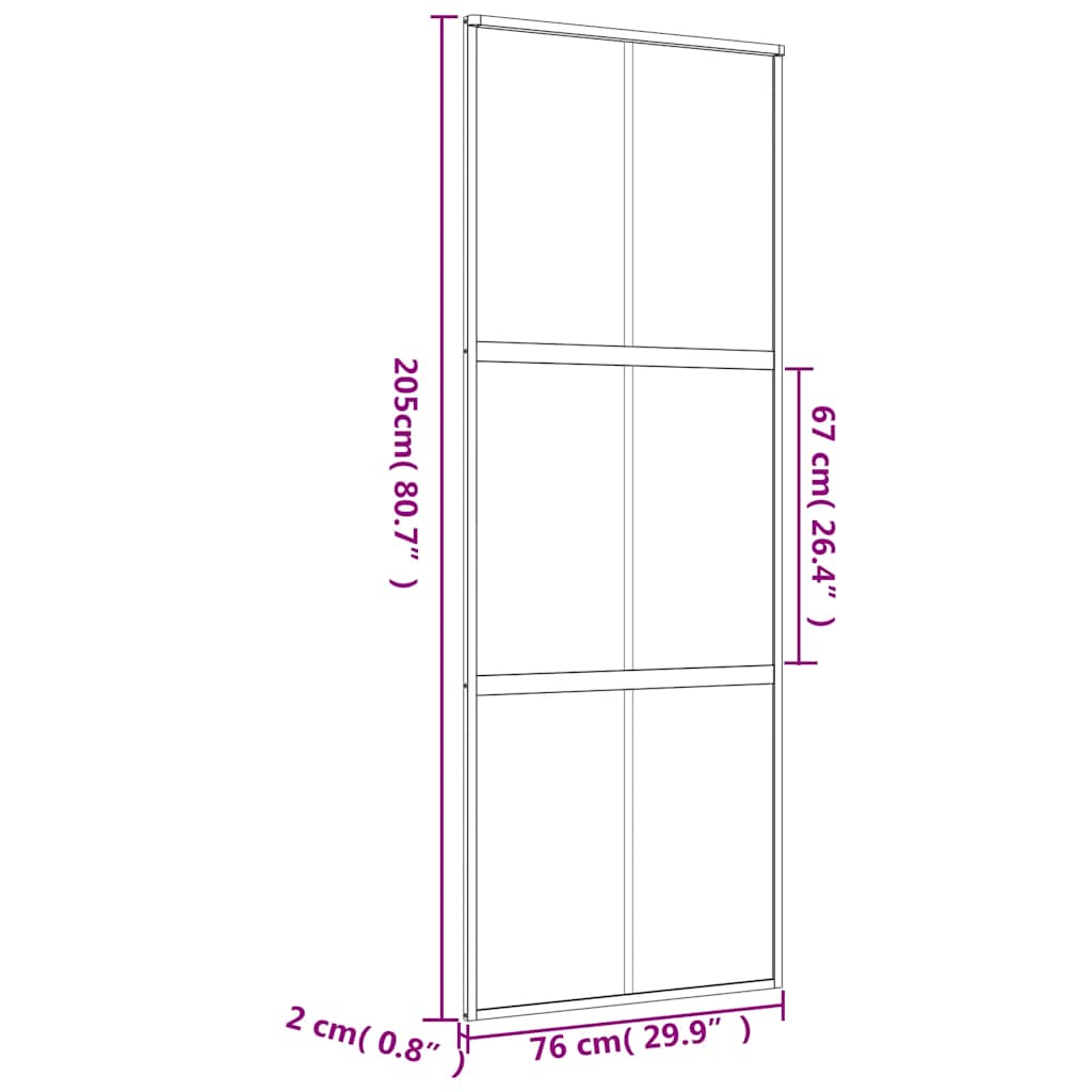 vidaXL Drzwi przesuwne, złote, 76x205 cm, przezroczyste szkło ESG
