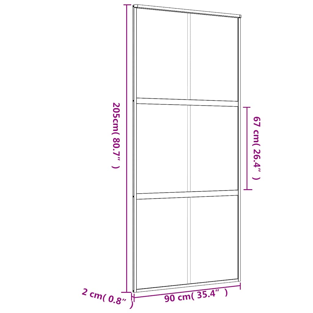 vidaXL Drzwi przesuwne, złote, 90x205 cm, przezroczyste szkło ESG