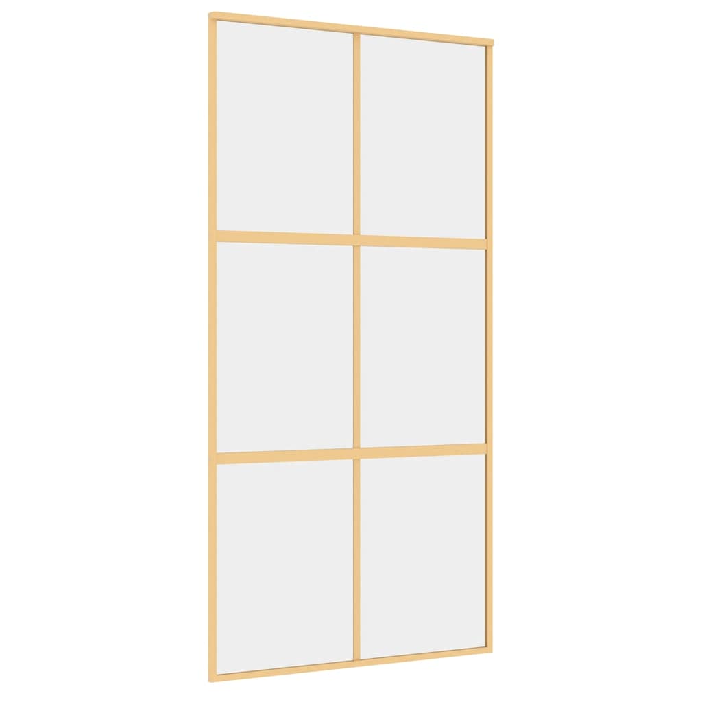 vidaXL Drzwi przesuwne, złote, 102,5x205 cm, przezroczyste szkło ESG