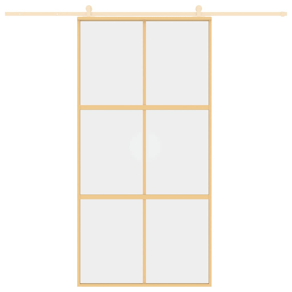 vidaXL Drzwi przesuwne, złote, 102,5x205 cm, przezroczyste szkło ESG