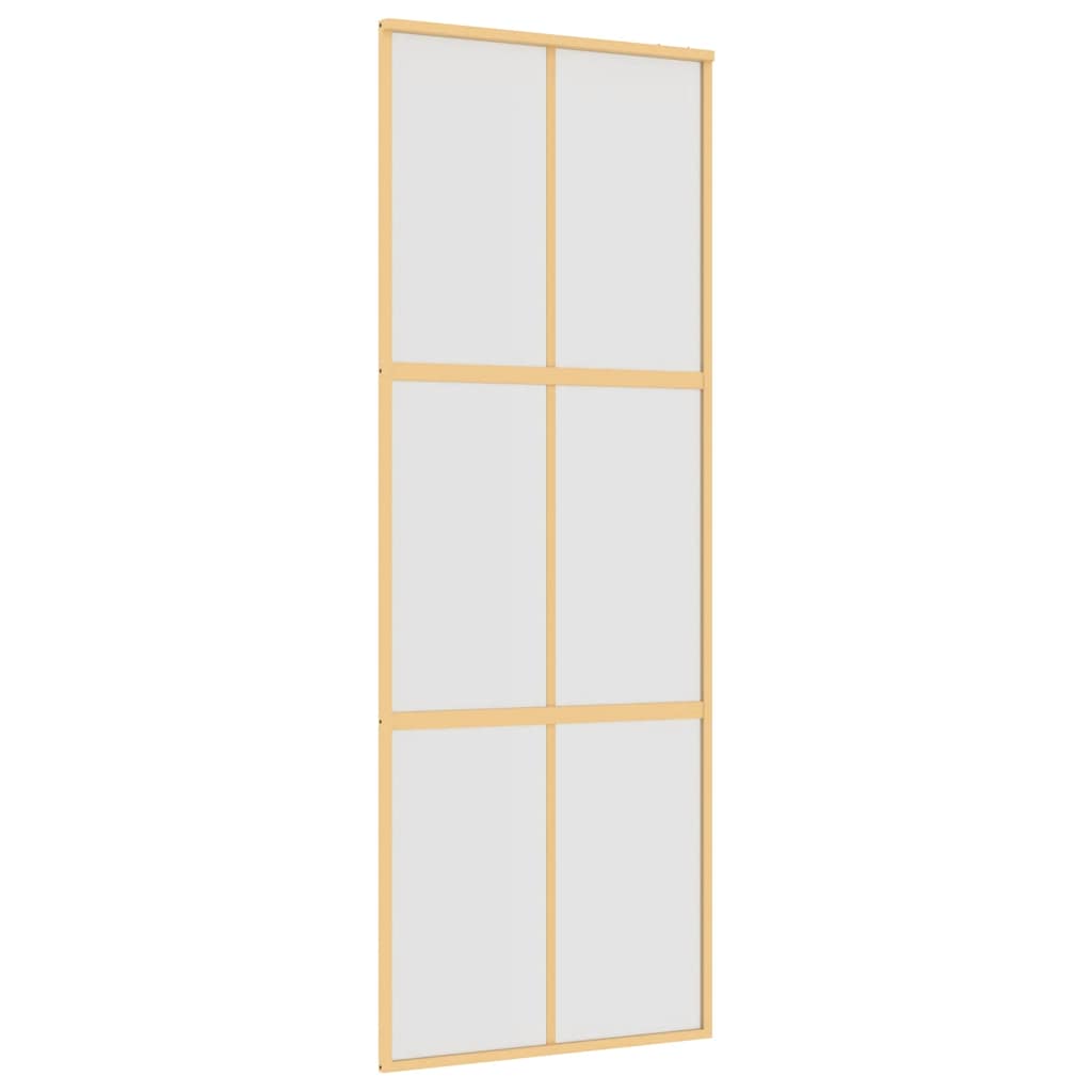 vidaXL Drzwi przesuwne, złote, 76x205 cm, mrożone szkło ESG, aluminium