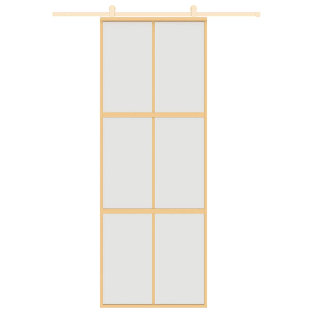 vidaXL Drzwi przesuwne, złote, 76x205 cm, mrożone szkło ESG, aluminium