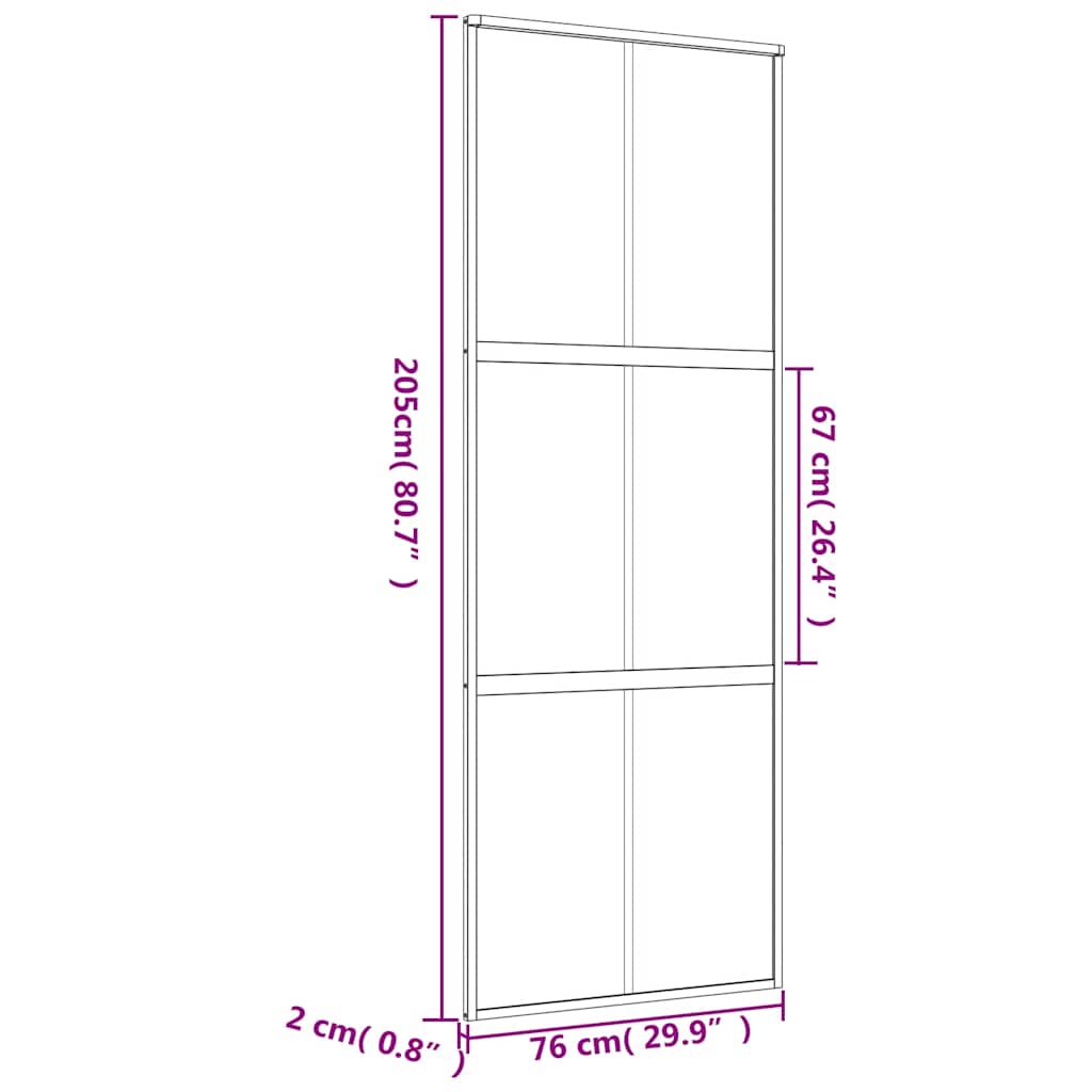 vidaXL Drzwi przesuwne, złote, 76x205 cm, mrożone szkło ESG, aluminium