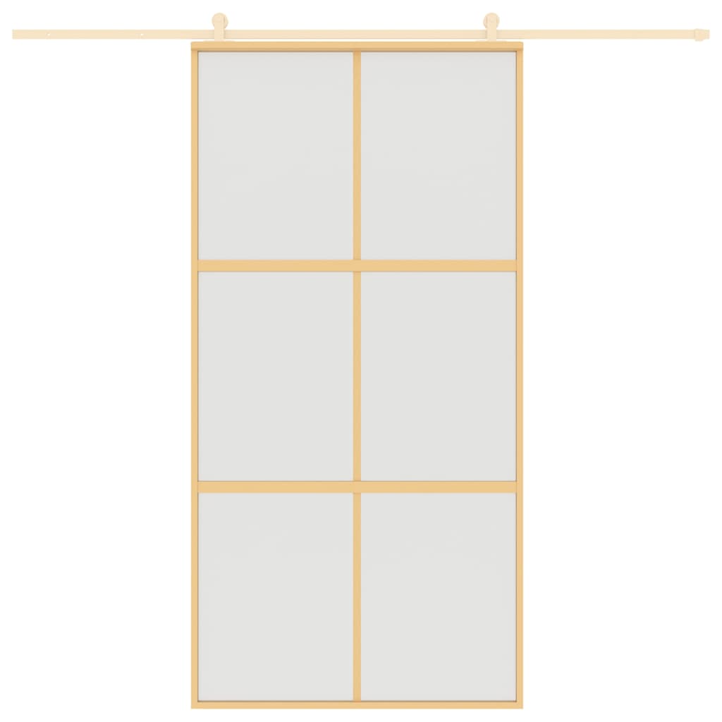 vidaXL Drzwi przesuwne, złote, 102,5x205 cm, mrożone szkło ESG