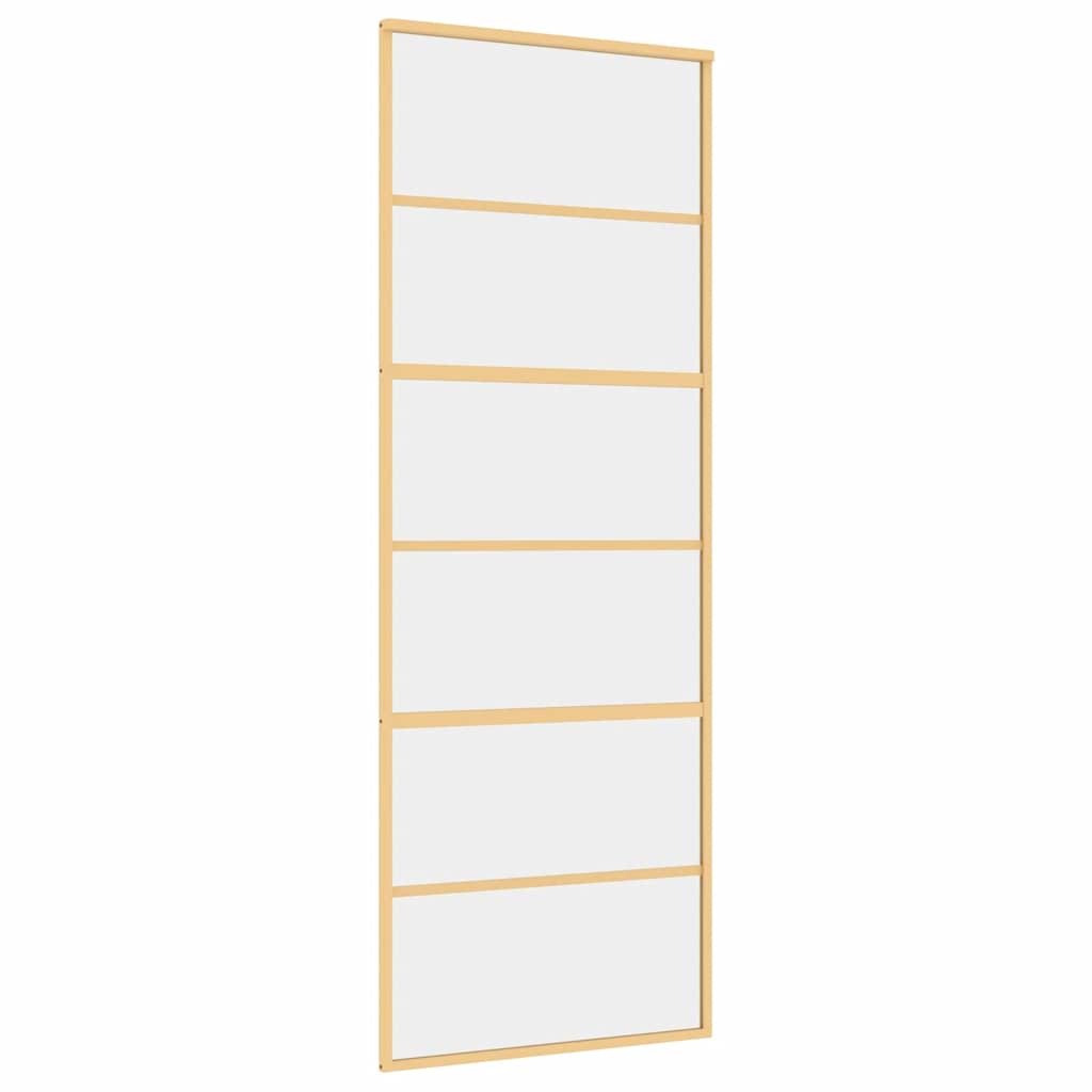 vidaXL Drzwi przesuwne, złote, 76x205 cm, przezroczyste szkło ESG
