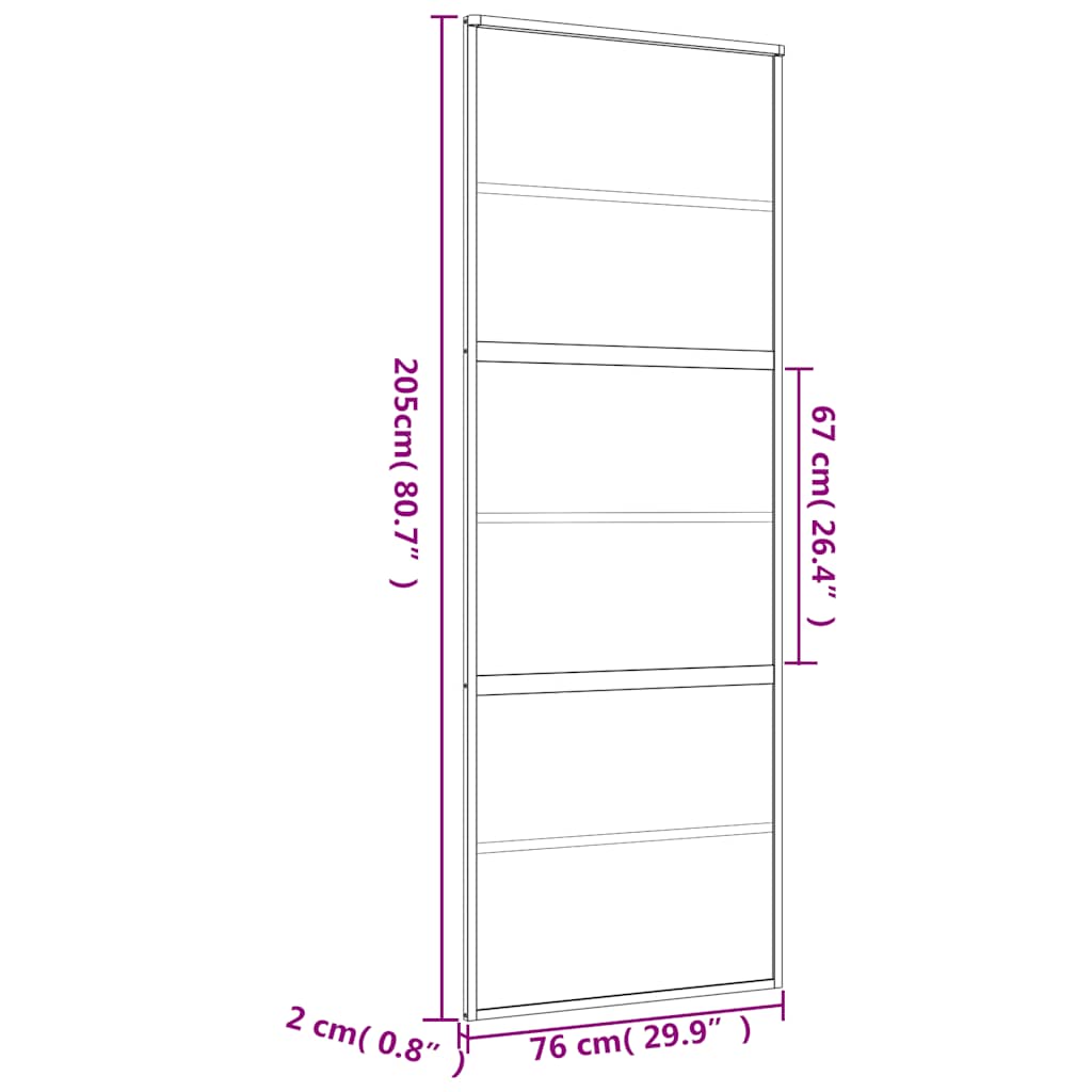 vidaXL Drzwi przesuwne, złote, 76x205 cm, przezroczyste szkło ESG