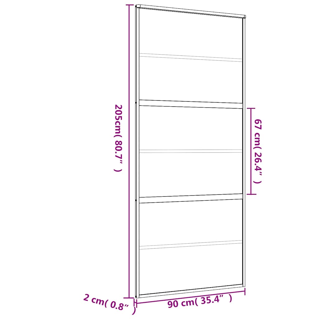 vidaXL Drzwi przesuwne, złote, 90x205 cm, przezroczyste szkło ESG