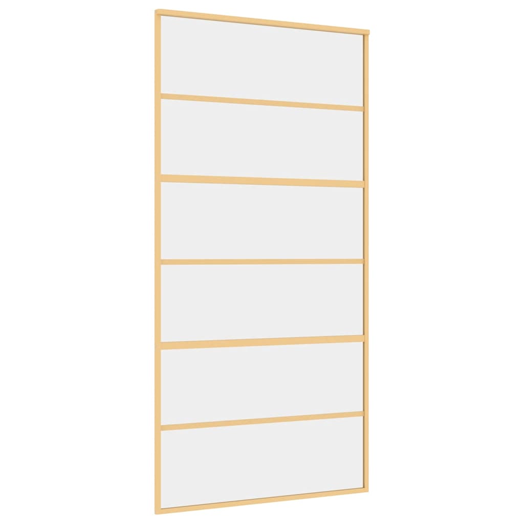 vidaXL Drzwi przesuwne, złote, 102,5x205 cm, przezroczyste szkło ESG