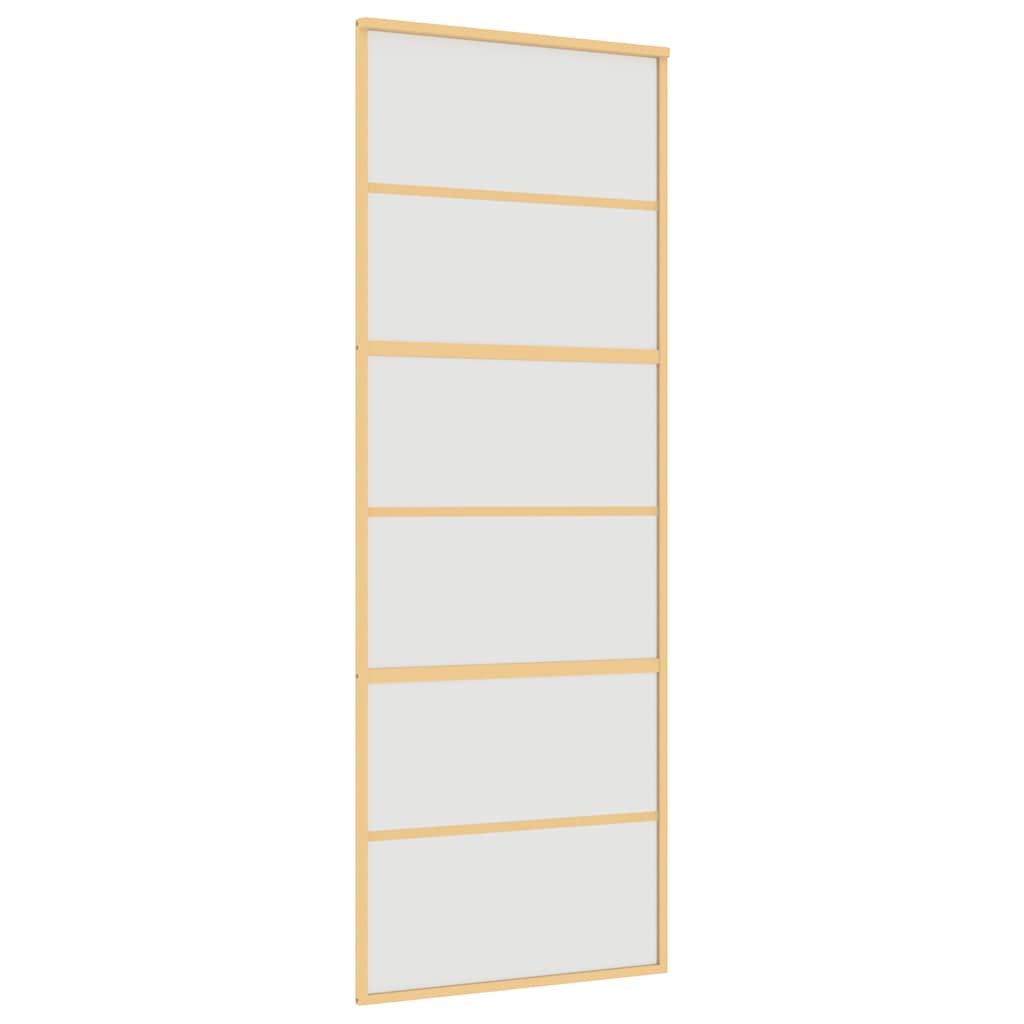 vidaXL Drzwi przesuwne, złote, 76x205 cm, mrożone szkło ESG, aluminium