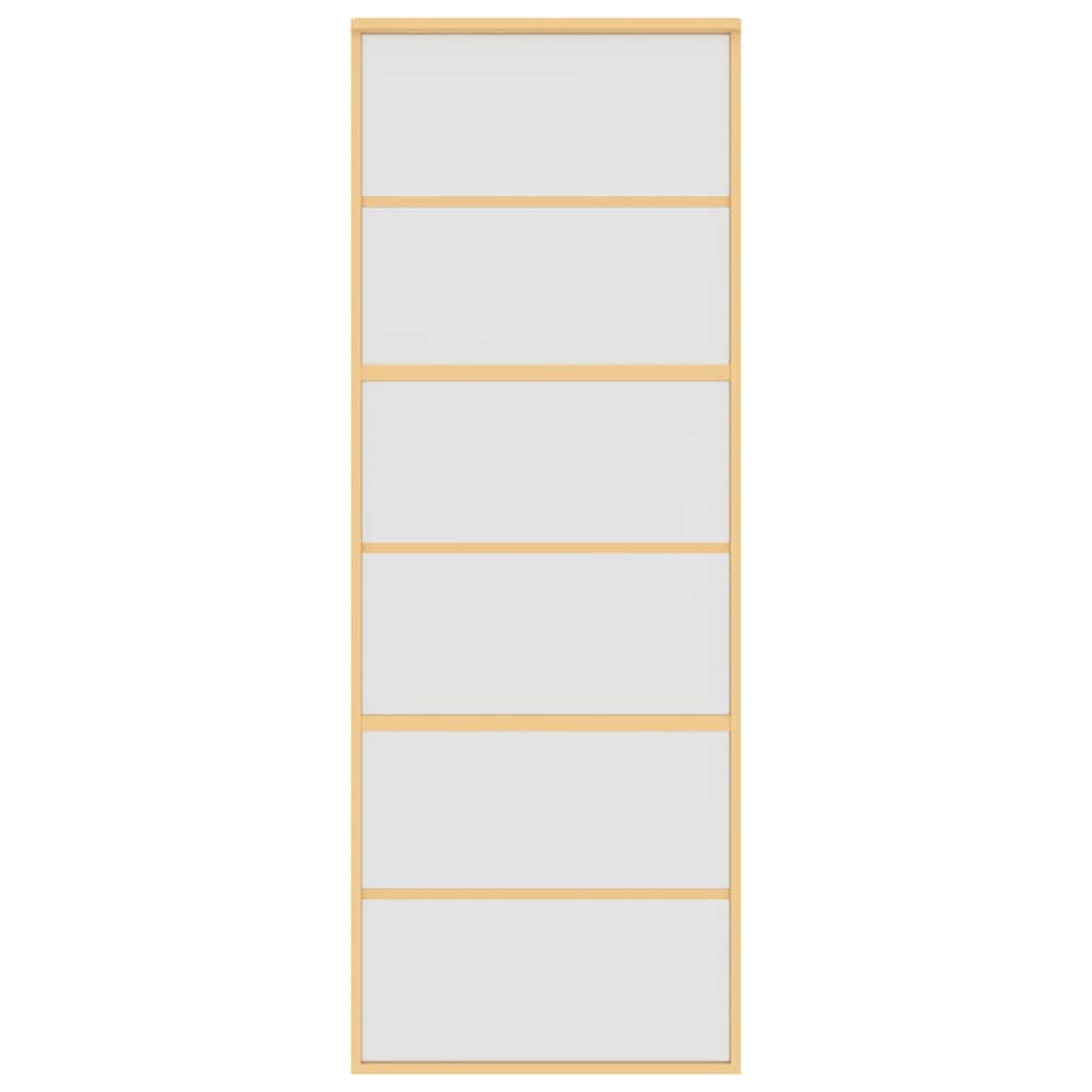 vidaXL Drzwi przesuwne, złote, 76x205 cm, mrożone szkło ESG, aluminium