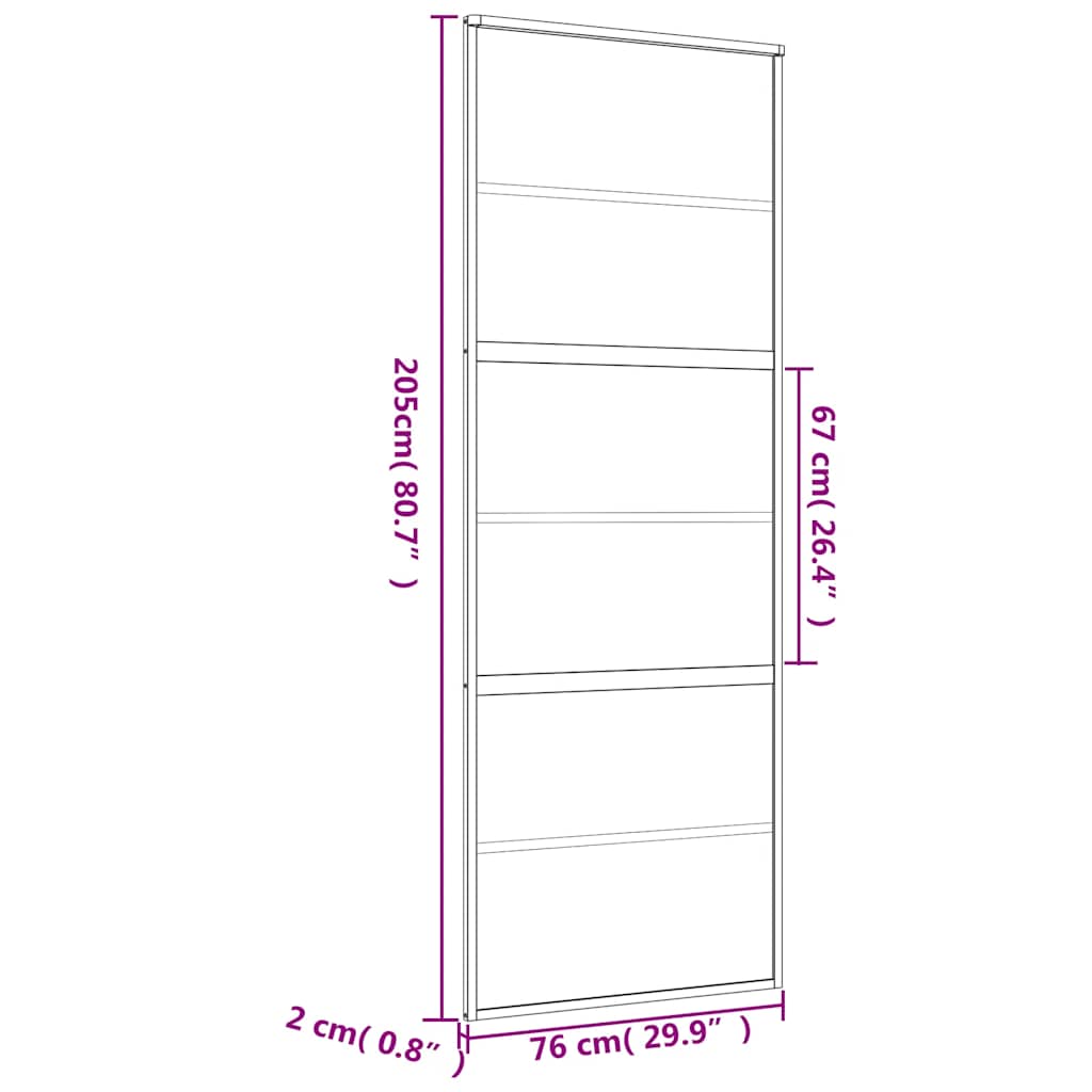 vidaXL Drzwi przesuwne, złote, 76x205 cm, mrożone szkło ESG, aluminium