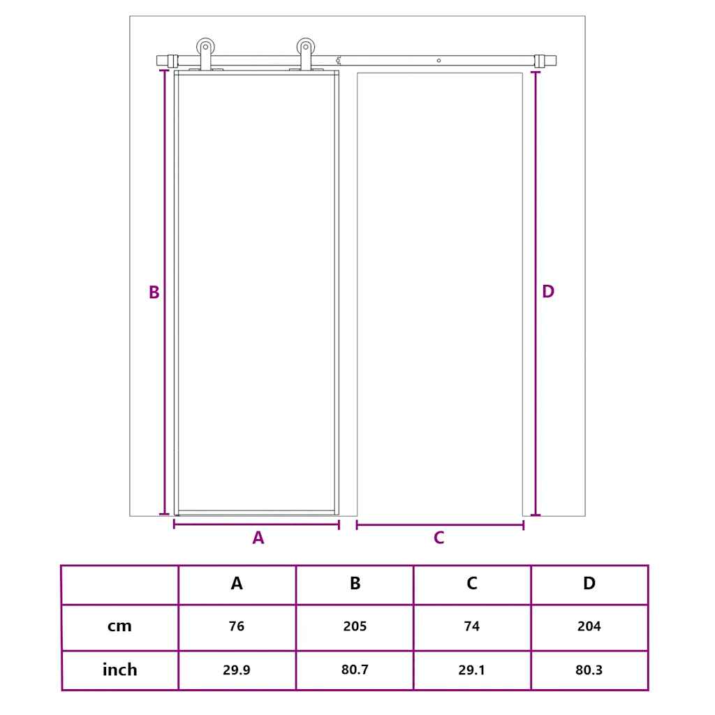 vidaXL Drzwi przesuwne, złote, 76x205 cm, mrożone szkło ESG, aluminium