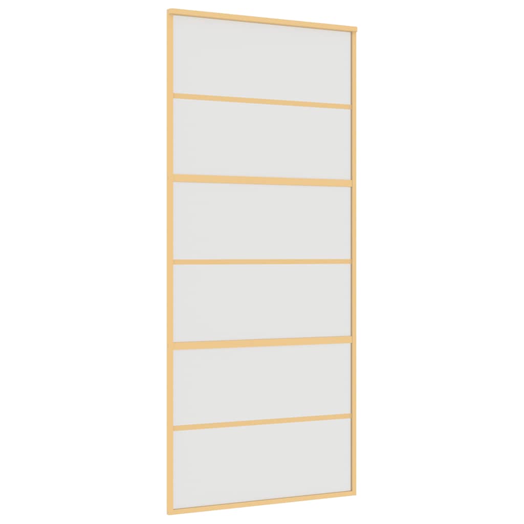 vidaXL Drzwi przesuwne, złote, 90x205 cm, mrożone szkło ESG, aluminium