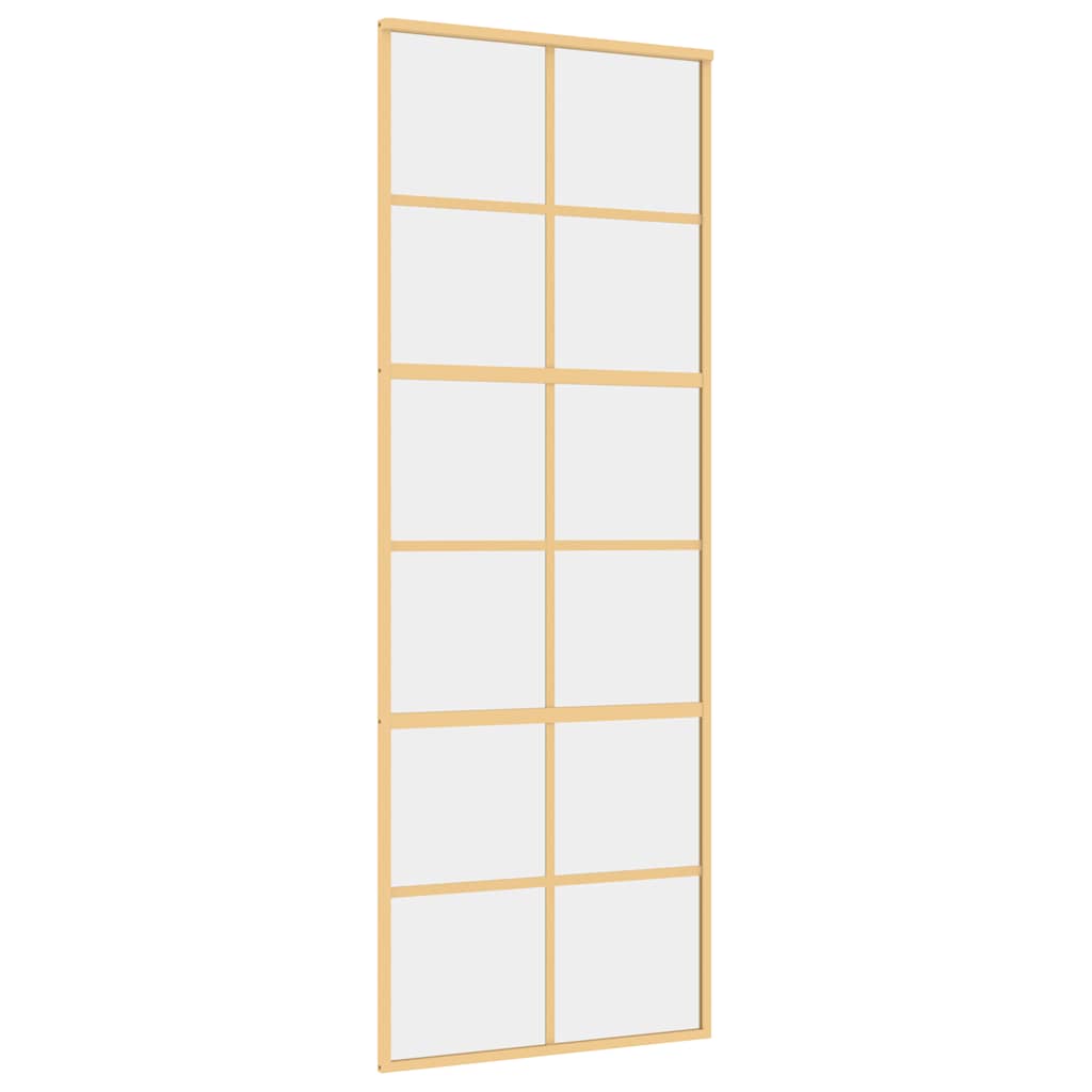 vidaXL Drzwi przesuwne, złote, 76x205 cm, przezroczyste szkło ESG