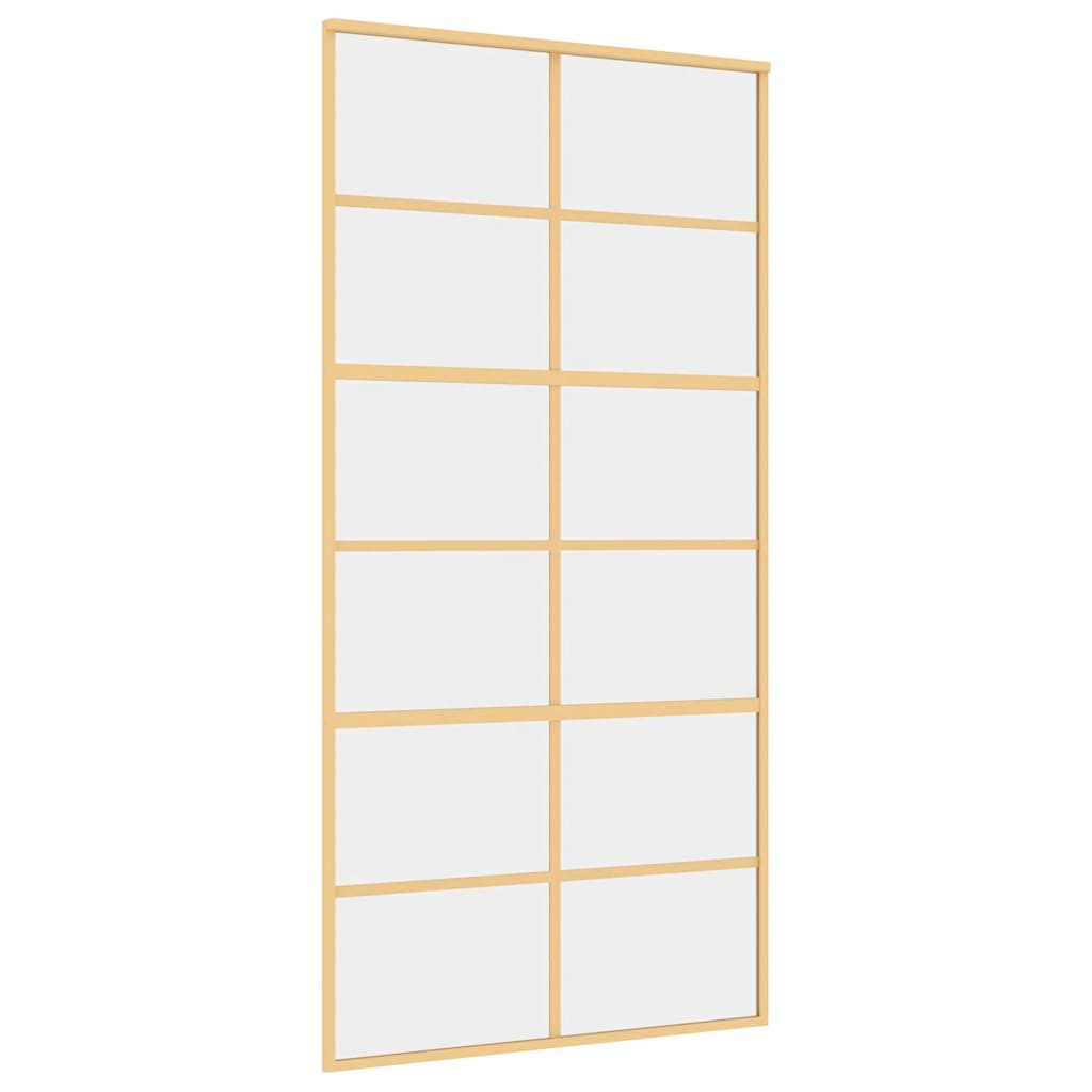 vidaXL Drzwi przesuwne, złote, 102,5x205 cm, przezroczyste szkło ESG
