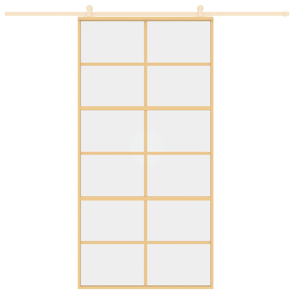 vidaXL Drzwi przesuwne, złote, 102,5x205 cm, przezroczyste szkło ESG