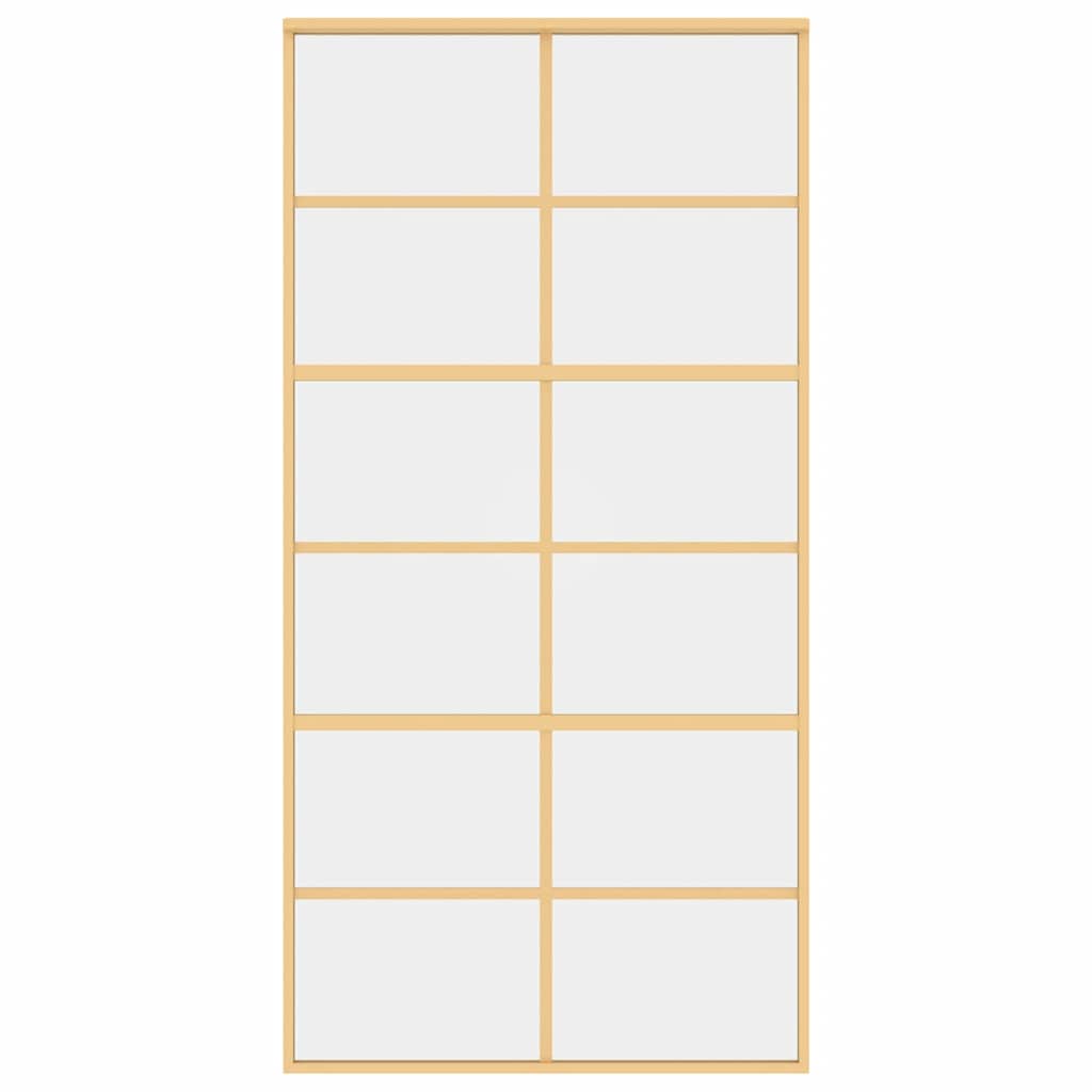 vidaXL Drzwi przesuwne, złote, 102,5x205 cm, przezroczyste szkło ESG