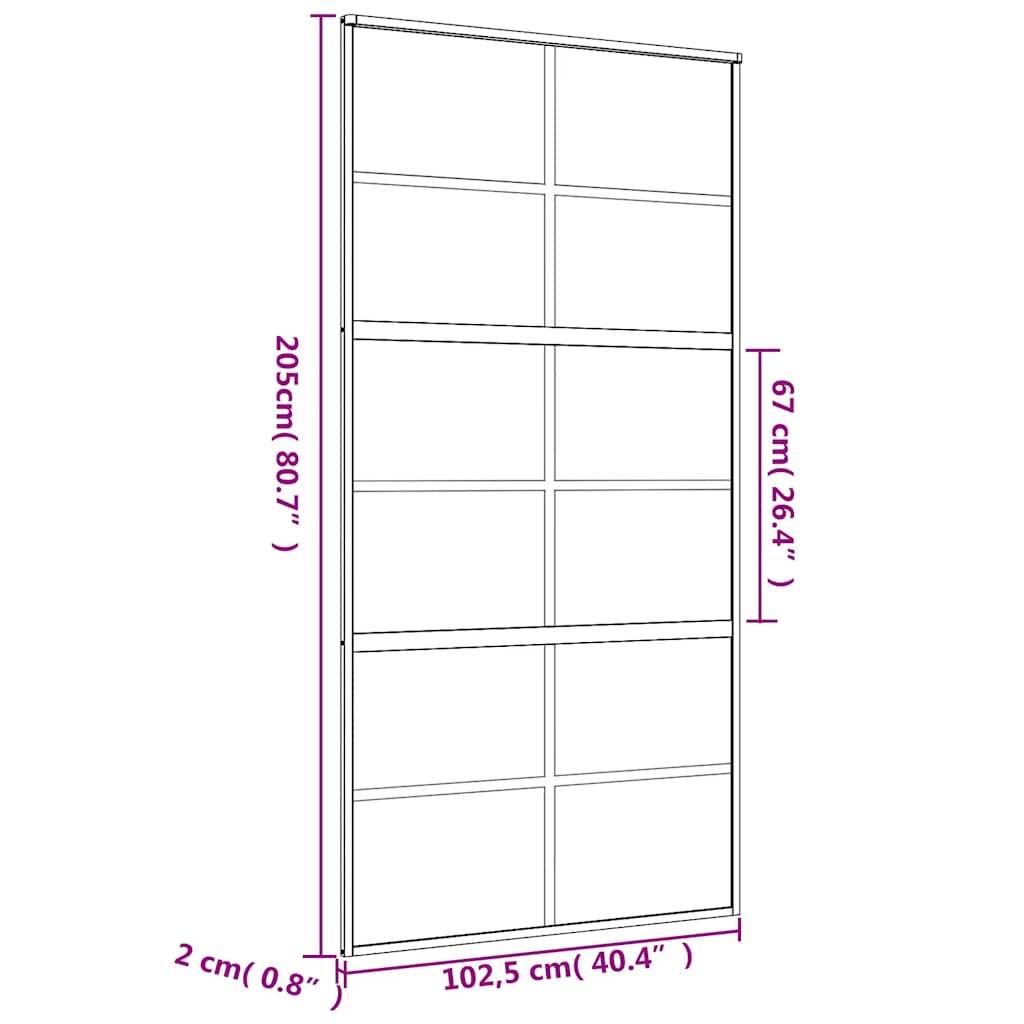 vidaXL Drzwi przesuwne, złote, 102,5x205 cm, przezroczyste szkło ESG