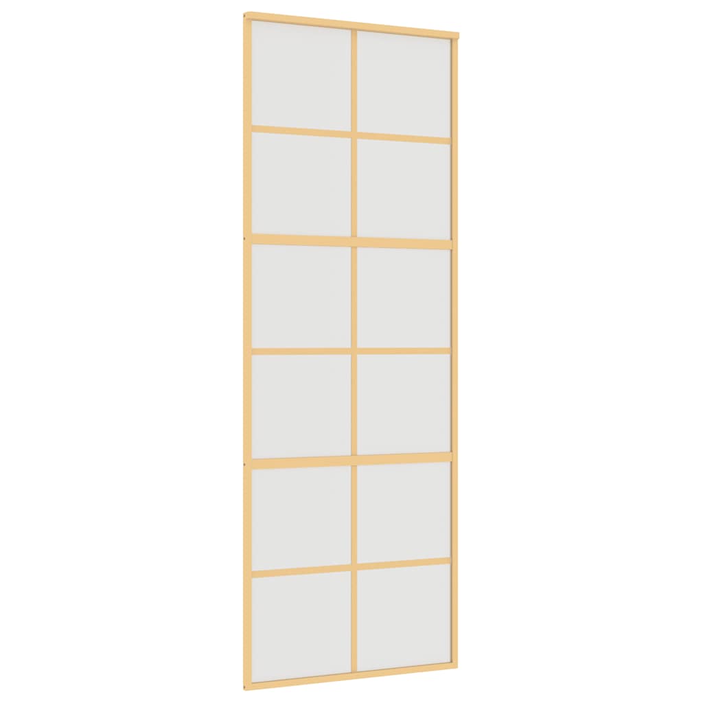 vidaXL Drzwi przesuwne, złote, 76x205 cm, mrożone szkło ESG, aluminium