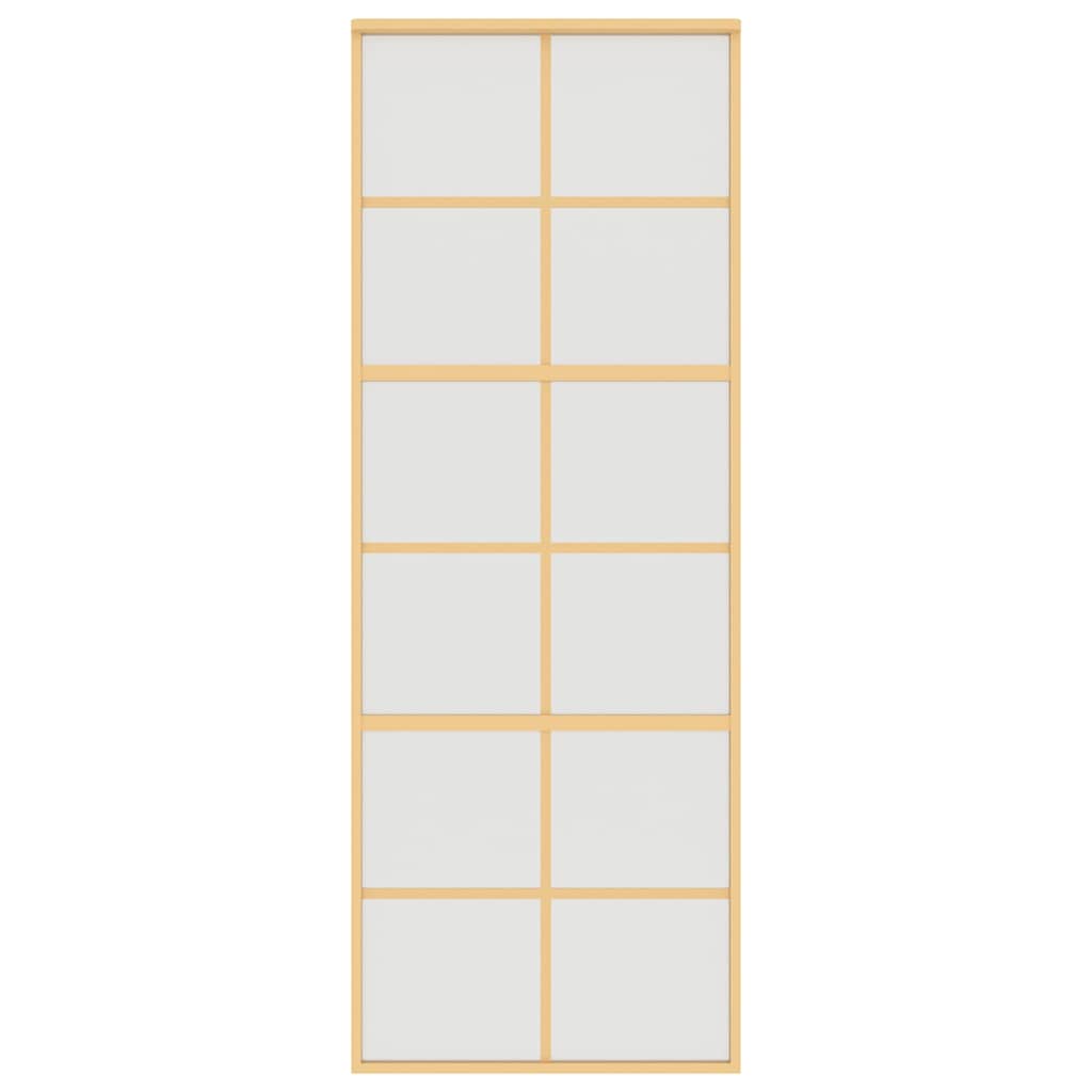 vidaXL Drzwi przesuwne, złote, 76x205 cm, mrożone szkło ESG, aluminium