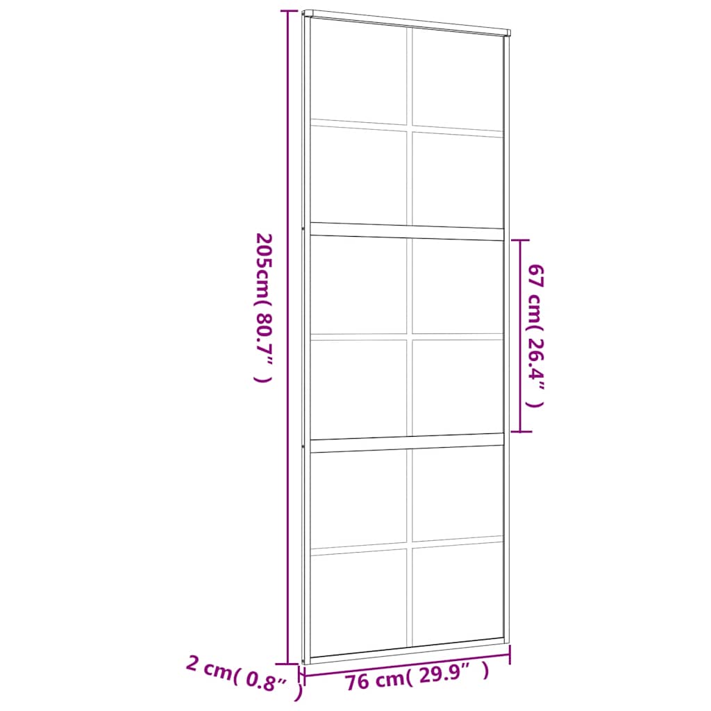 vidaXL Drzwi przesuwne, złote, 76x205 cm, mrożone szkło ESG, aluminium