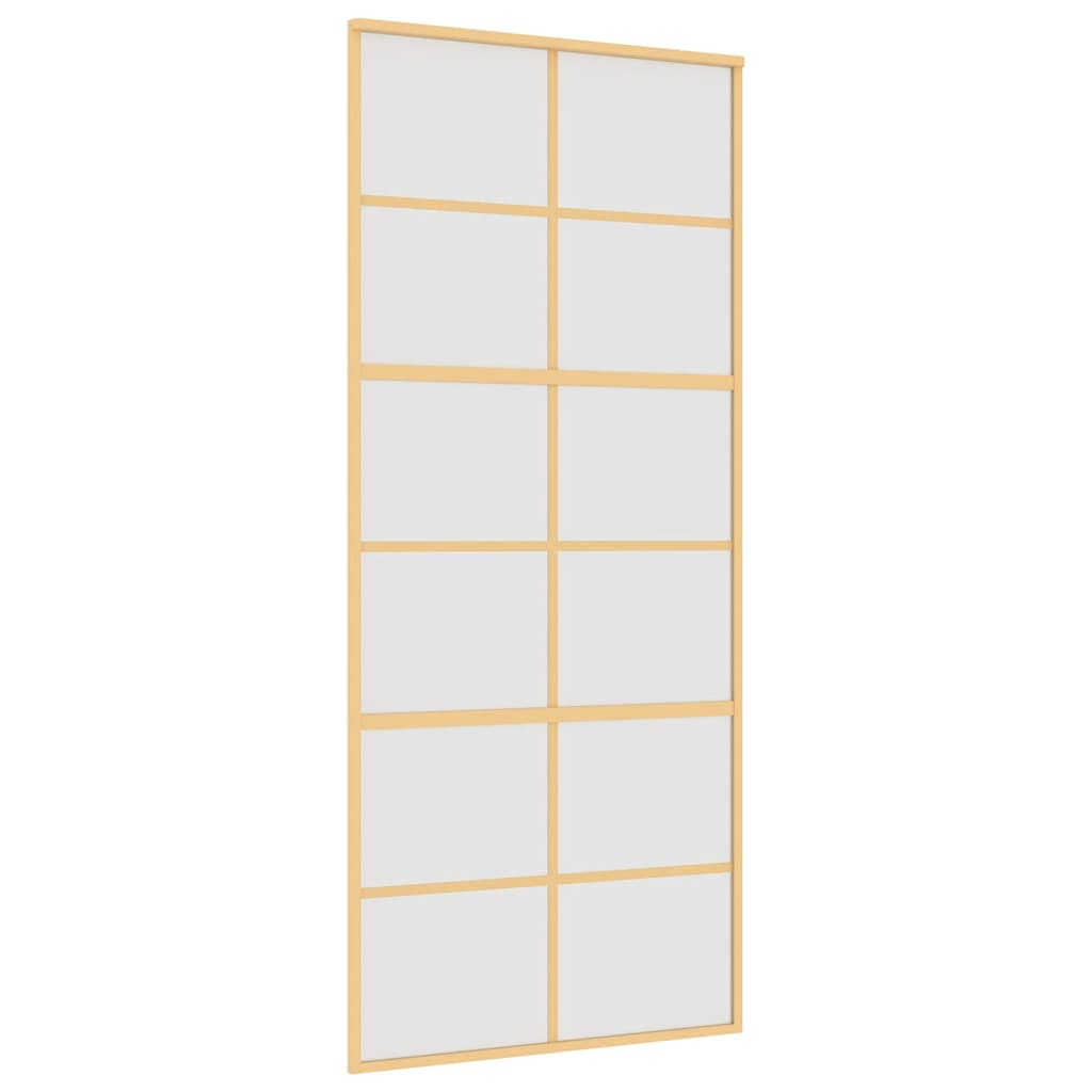 vidaXL Drzwi przesuwne, złote, 90x205 cm, mrożone szkło ESG, aluminium