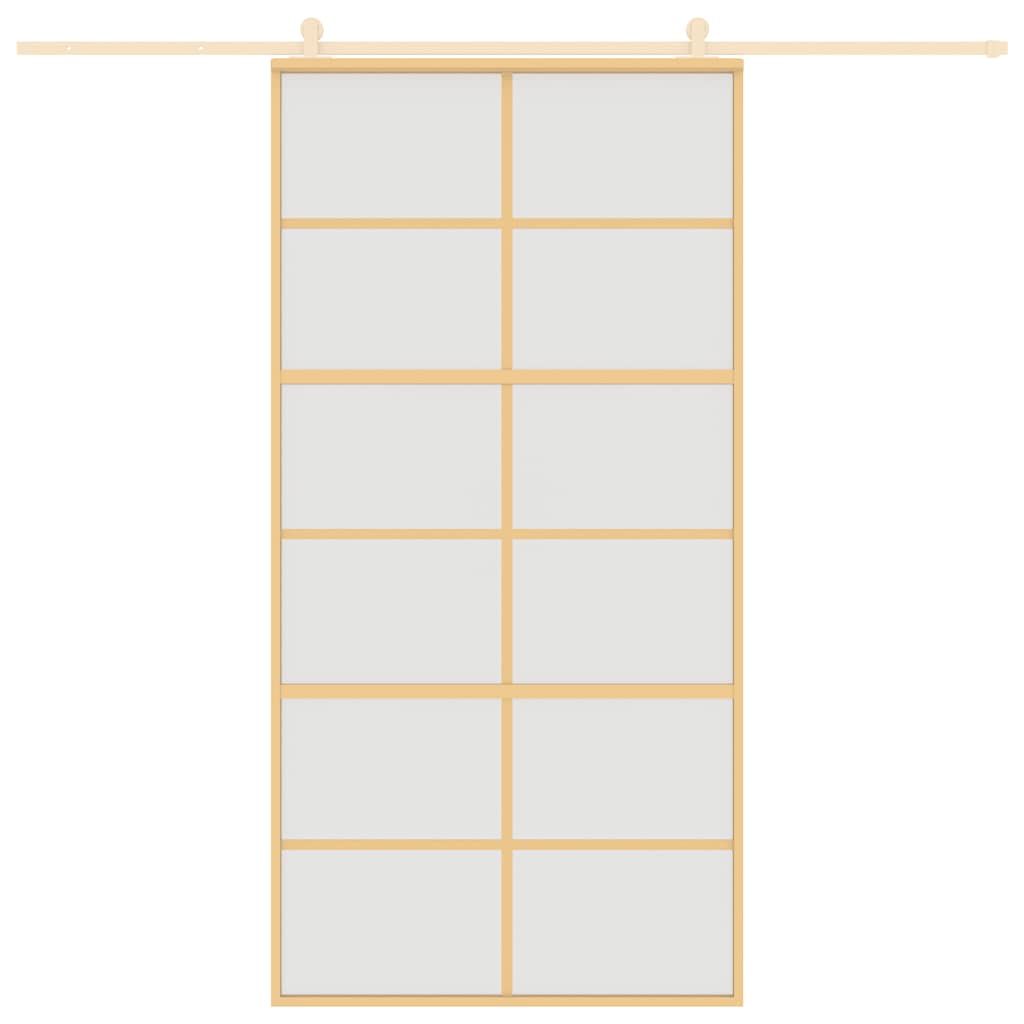 vidaXL Drzwi przesuwne, złote, 102,5x205 cm, mrożone szkło ESG