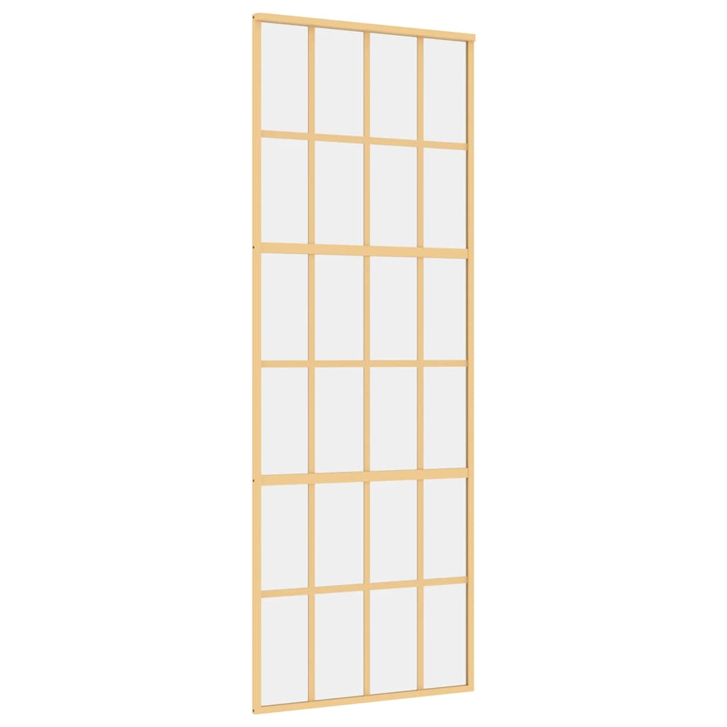 vidaXL Drzwi przesuwne, złote, 76x205 cm, przezroczyste szkło ESG