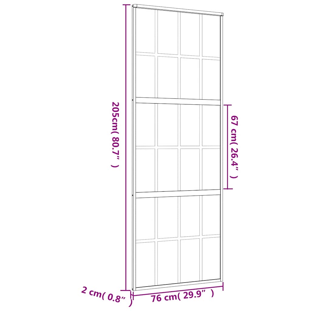vidaXL Drzwi przesuwne, złote, 76x205 cm, przezroczyste szkło ESG