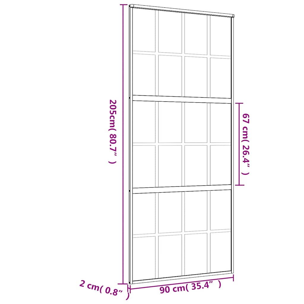 vidaXL Drzwi przesuwne, złote, 90x205 cm, przezroczyste szkło ESG