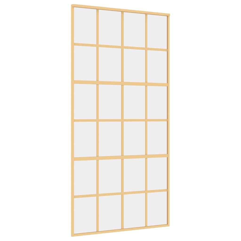 vidaXL Drzwi przesuwne, złote, 102,5x205 cm, przezroczyste szkło ESG
