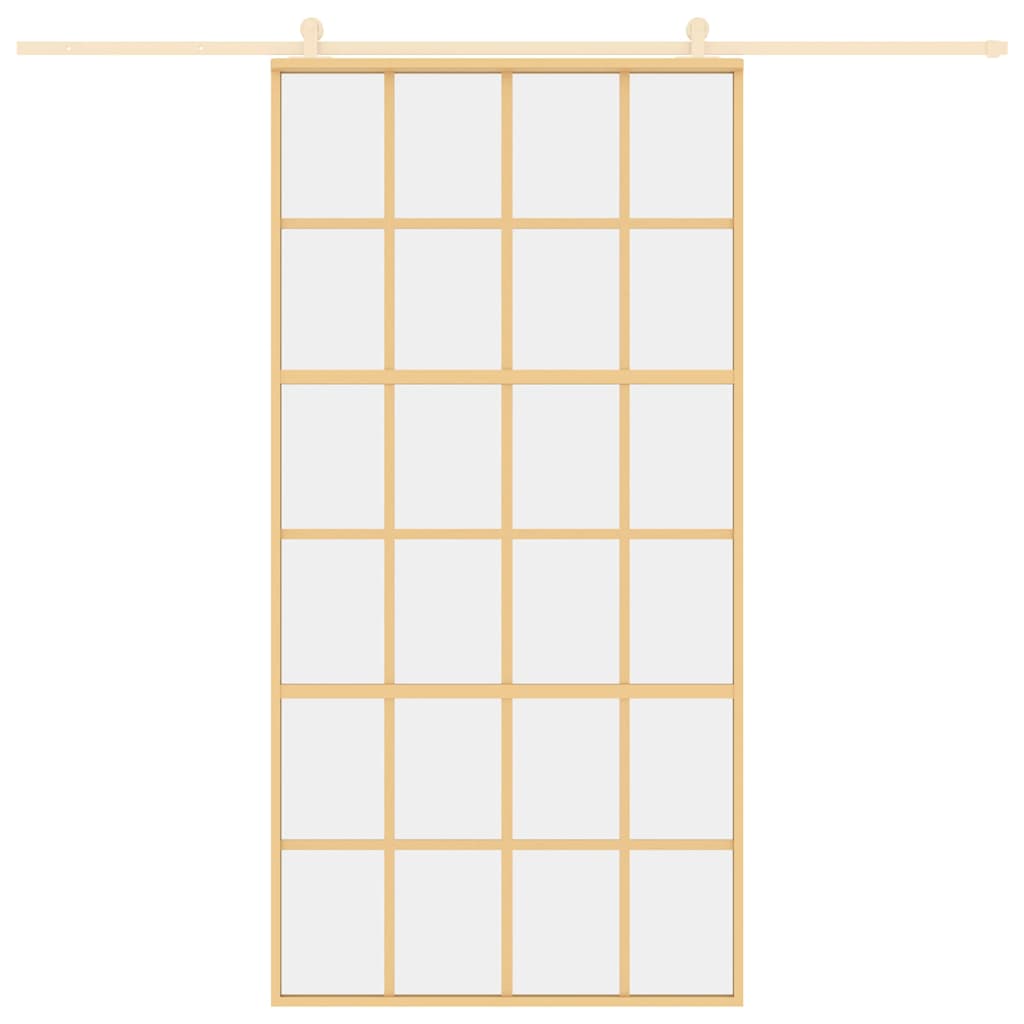 vidaXL Drzwi przesuwne, złote, 102,5x205 cm, przezroczyste szkło ESG