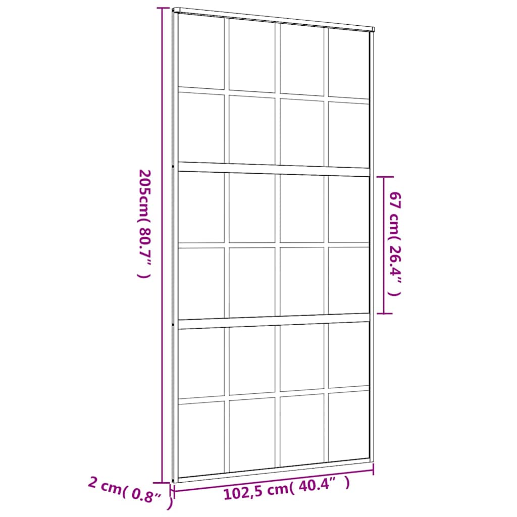 vidaXL Drzwi przesuwne, złote, 102,5x205 cm, przezroczyste szkło ESG