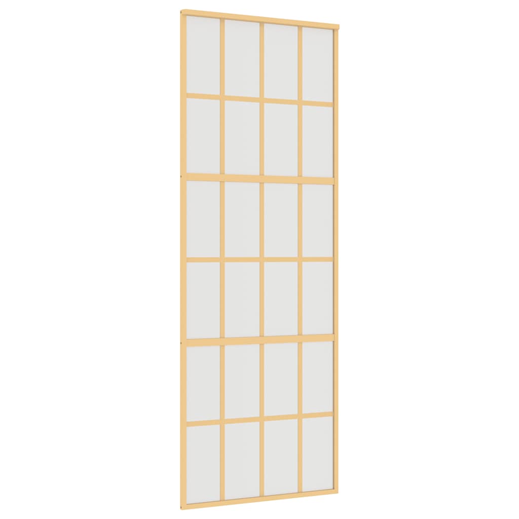 vidaXL Drzwi przesuwne, złote, 76x205 cm, mrożone szkło ESG, aluminium