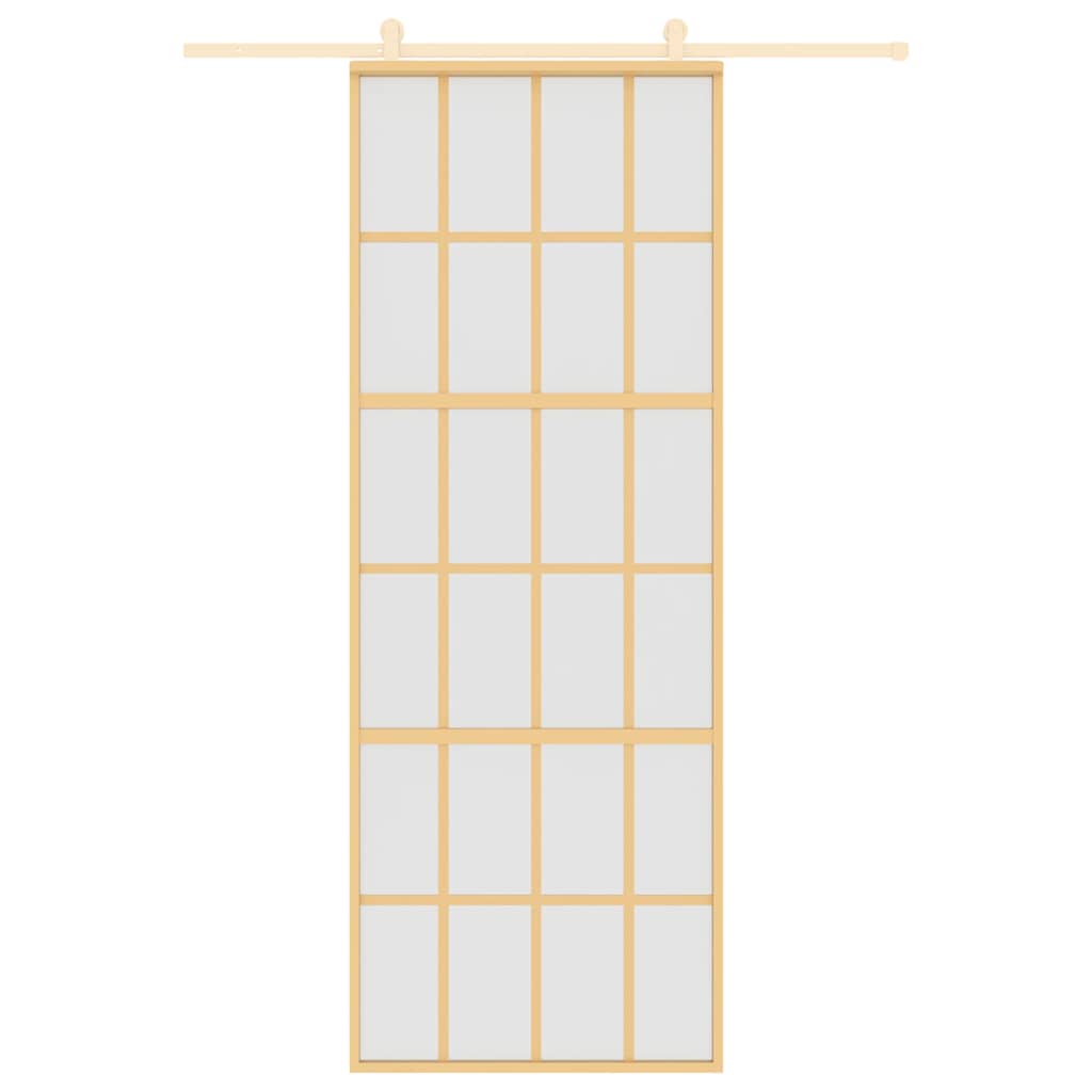 vidaXL Drzwi przesuwne, złote, 76x205 cm, mrożone szkło ESG, aluminium