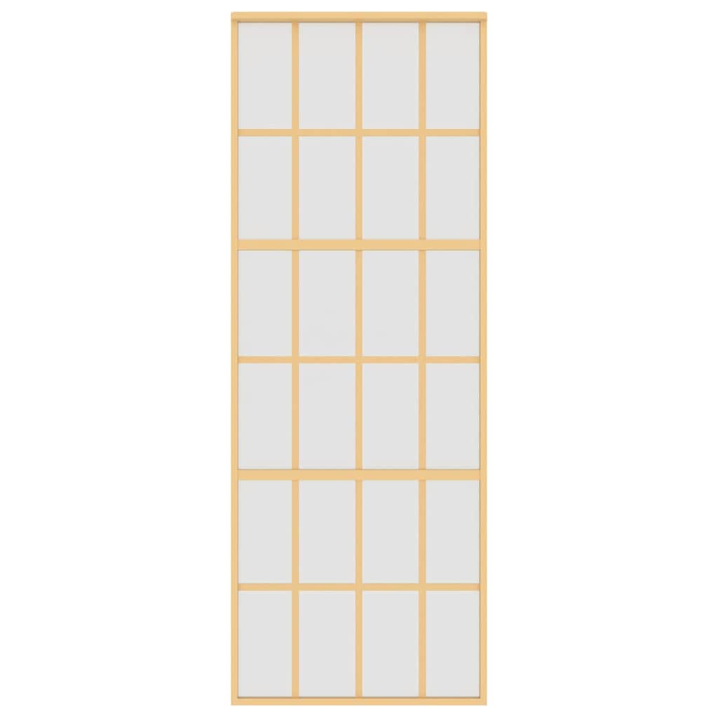 vidaXL Drzwi przesuwne, złote, 76x205 cm, mrożone szkło ESG, aluminium
