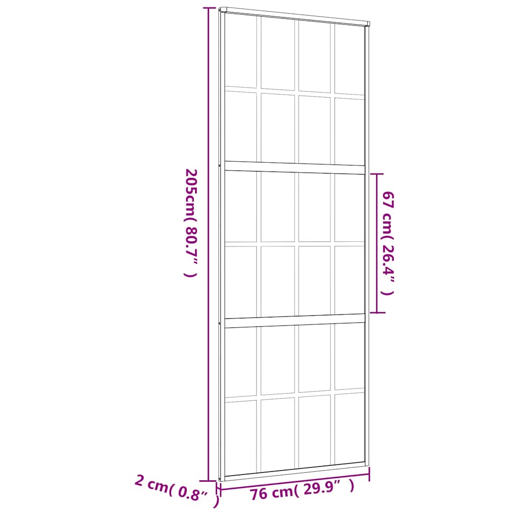 vidaXL Drzwi przesuwne, złote, 76x205 cm, mrożone szkło ESG, aluminium
