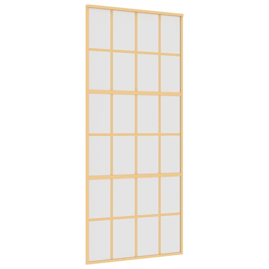 vidaXL Drzwi przesuwne, złote, 90x205 cm, mrożone szkło ESG, aluminium