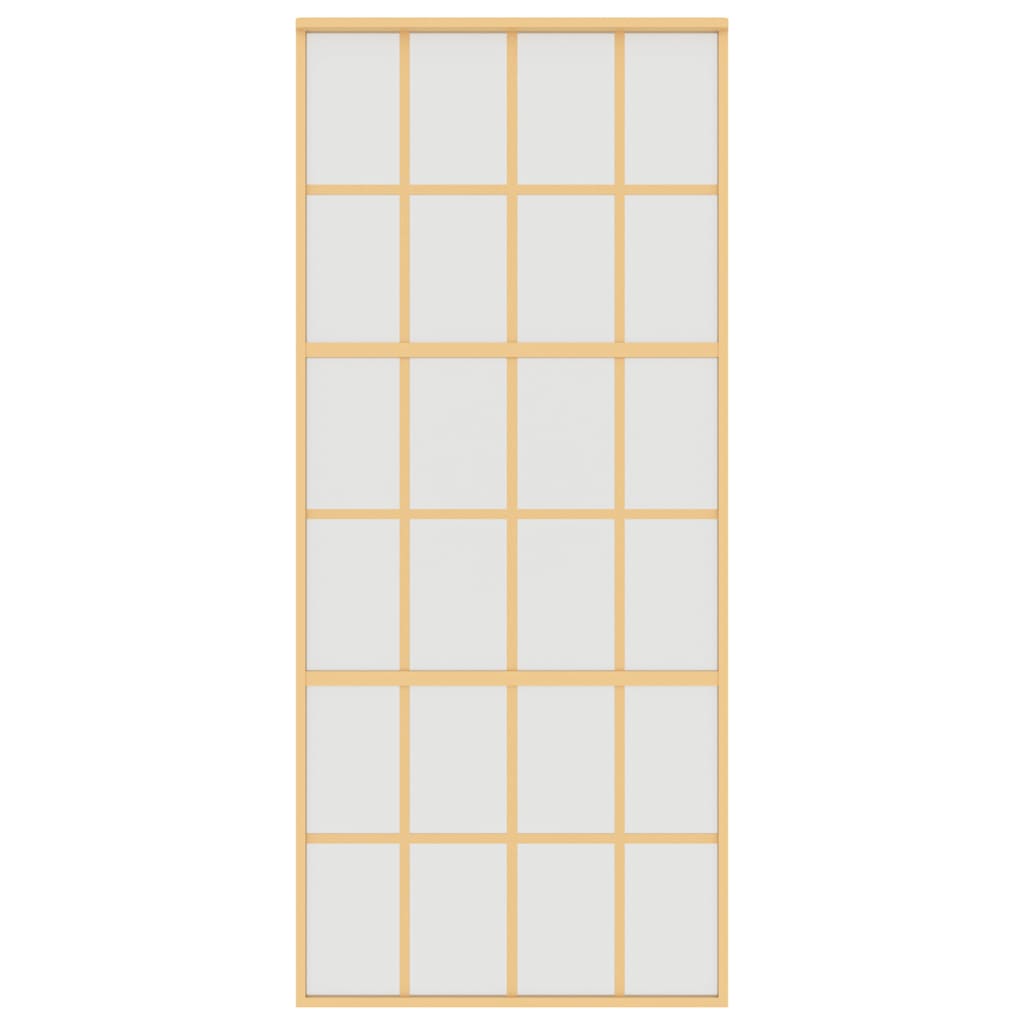 vidaXL Drzwi przesuwne, złote, 90x205 cm, mrożone szkło ESG, aluminium