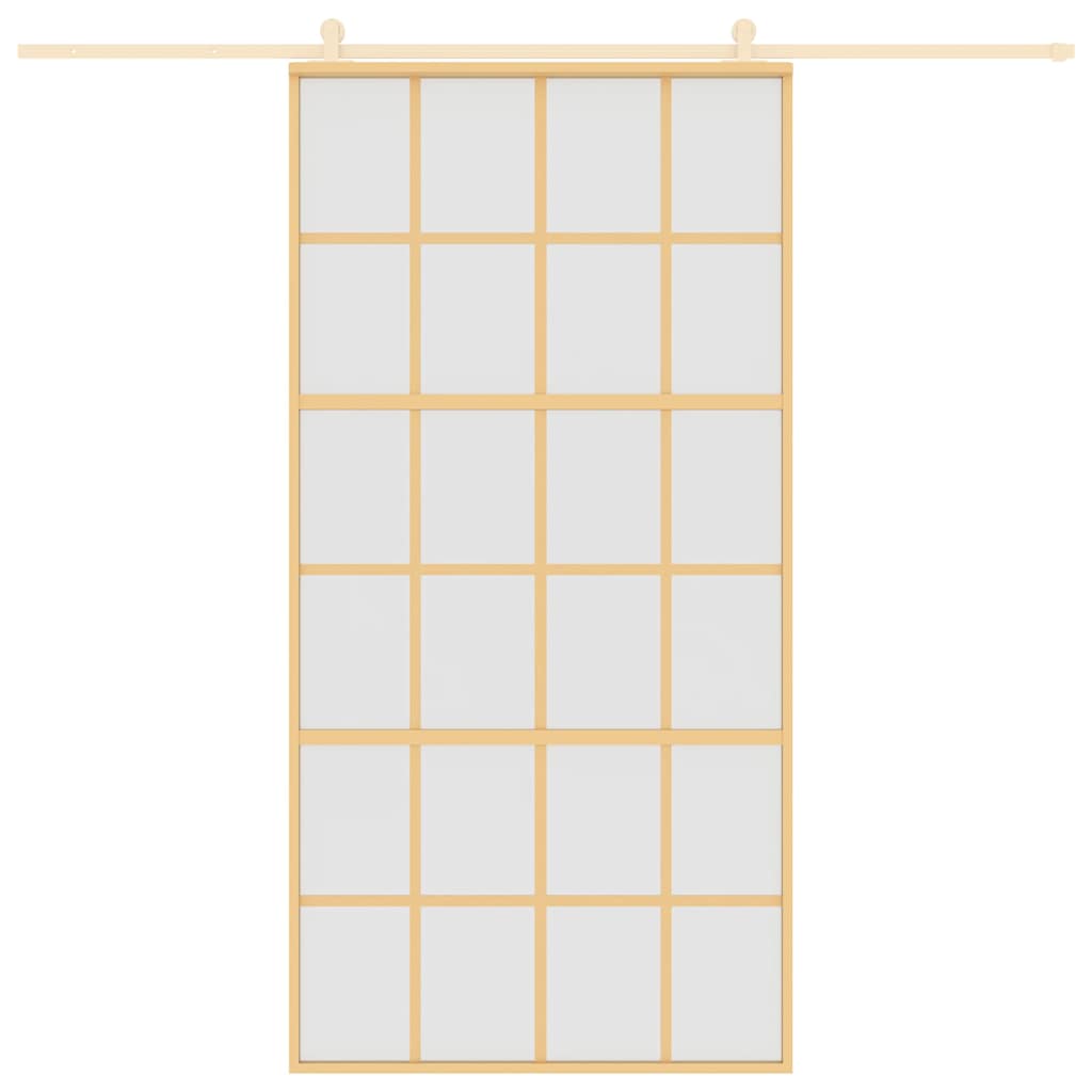 vidaXL Drzwi przesuwne, złote, 102,5x205 cm, mrożone szkło ESG